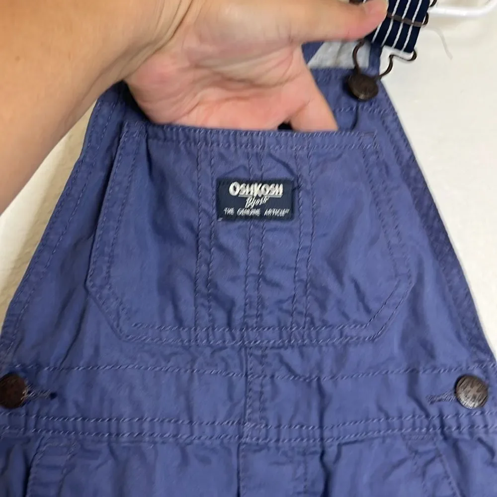 OshKosh B'Gosh Boys Blue Lined Overalls 3T 100% Cotton